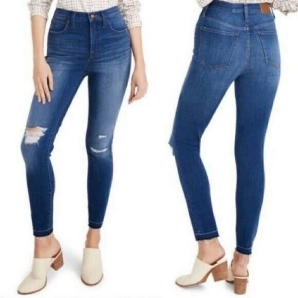 Madewell Ripped 10" High Waist Crop Skinny Jeans Size 37